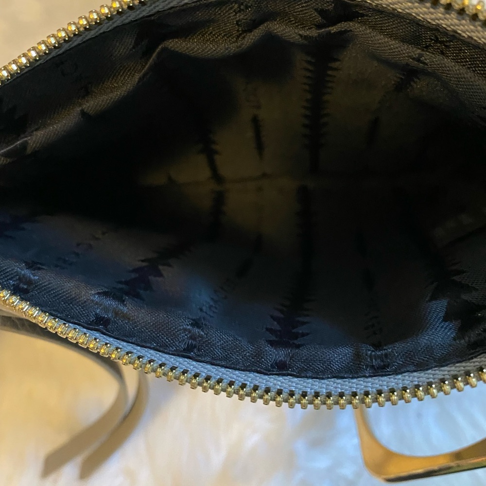 Gray Leather Clutch with Gold Accents - Picture 4 of 5